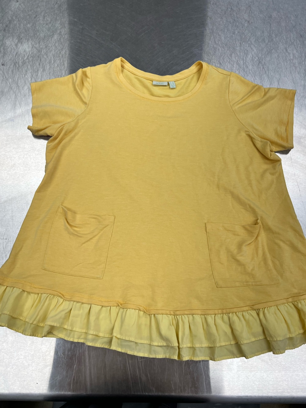 Logo Lounge Yellow Ruffle-Hem Tunic Top Women’s 2X